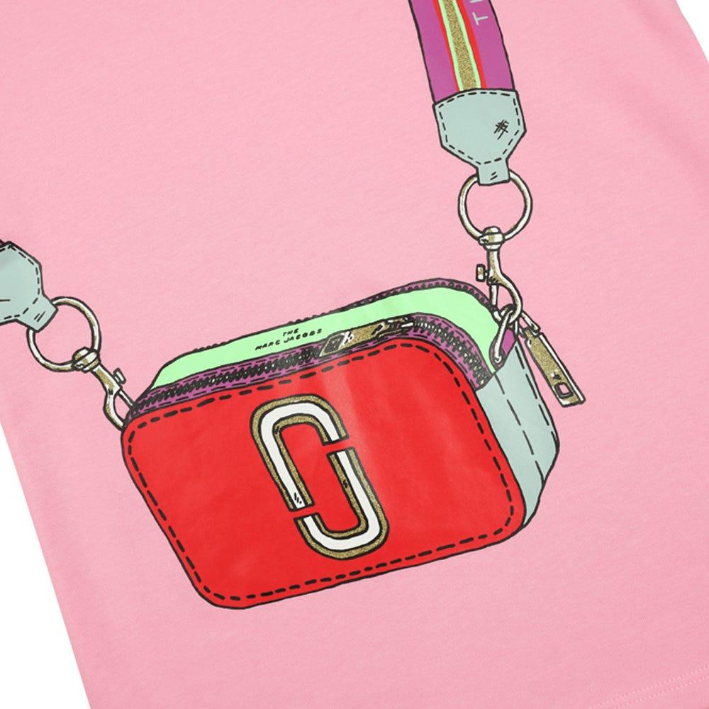 Pink Long Sleeve Bag Print Dress商品第2张图片规格展示