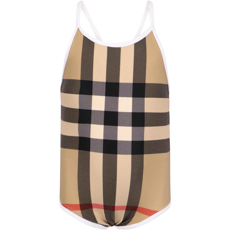 商品Burberry|Iconic checkers one piece swimsuit in beige,价格¥2939,第1张图片