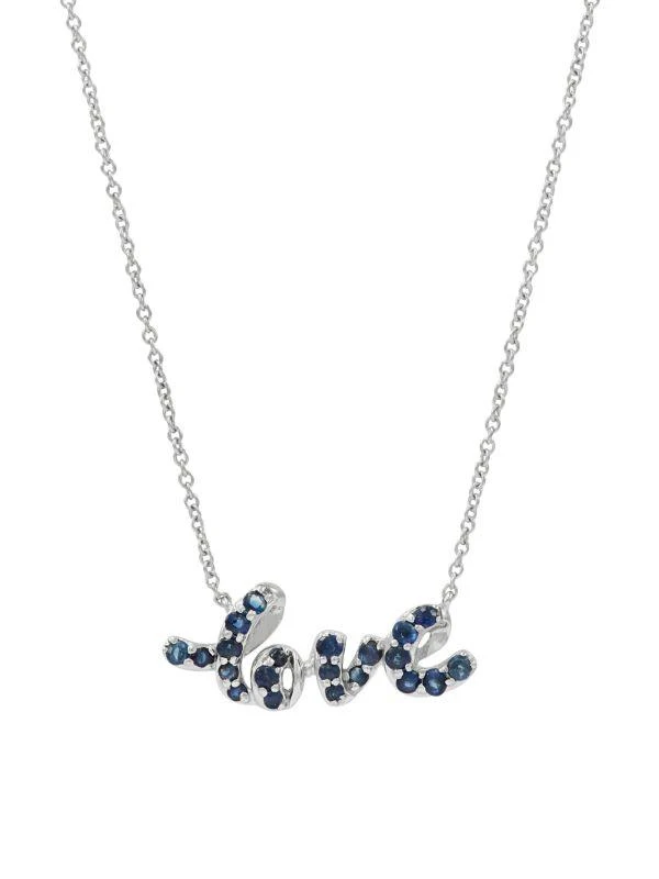商品Saks Fifth Avenue|14K White Gold & Sapphire Love Pendant Necklace,价格¥2660,第1张图片