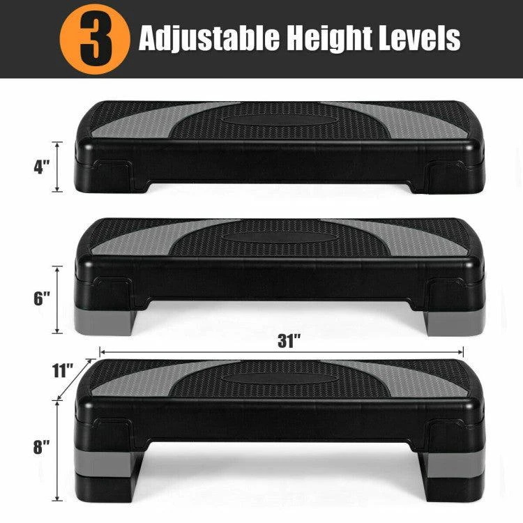 31 Inch Adjustable Exercise Aerobic Stepper with Non-Slip Pads-Gray 商品