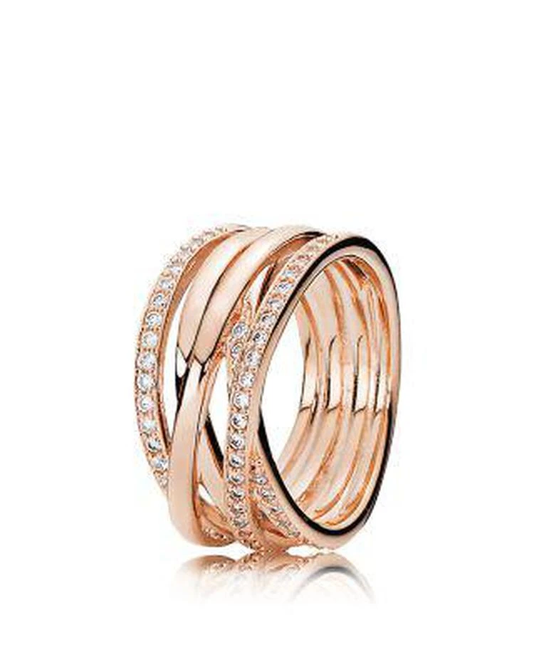 商品PANDORA|14K Gold, Sterling Silver & Cubic Zirconia Entwined Ring,价格¥1271,第1张图片