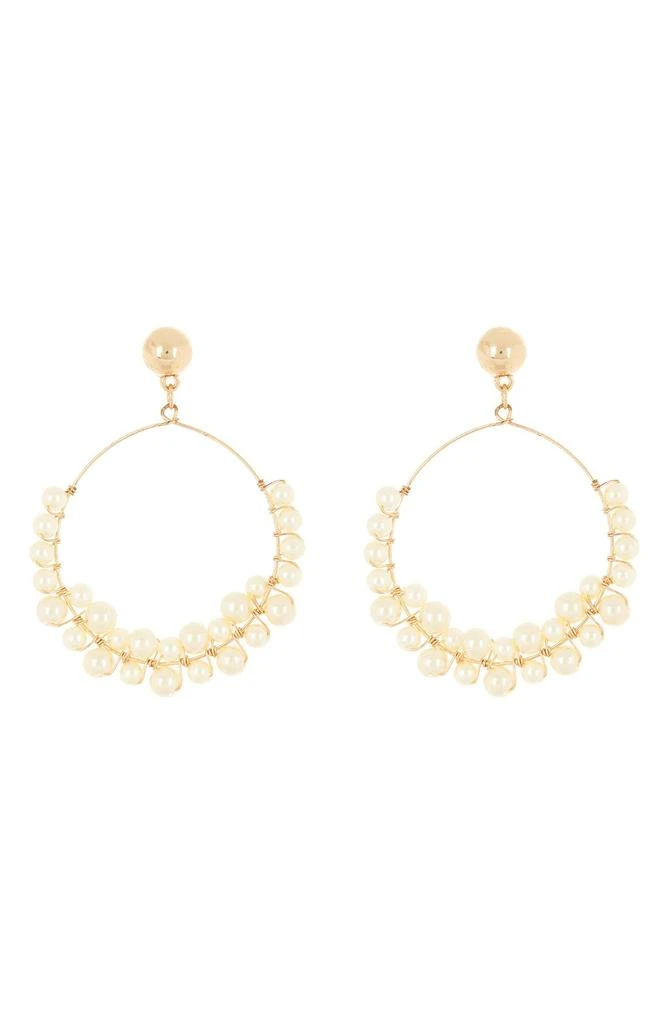 商品AREA|Imitation Pearl Ring Drop Earrings,价格¥45,第1张图片