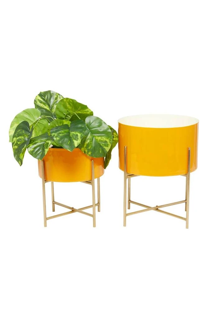 商品GINGER BIRCH STUDIO|Yellow Metal Modern Planter - Set of 2,价格¥562,第1张图片