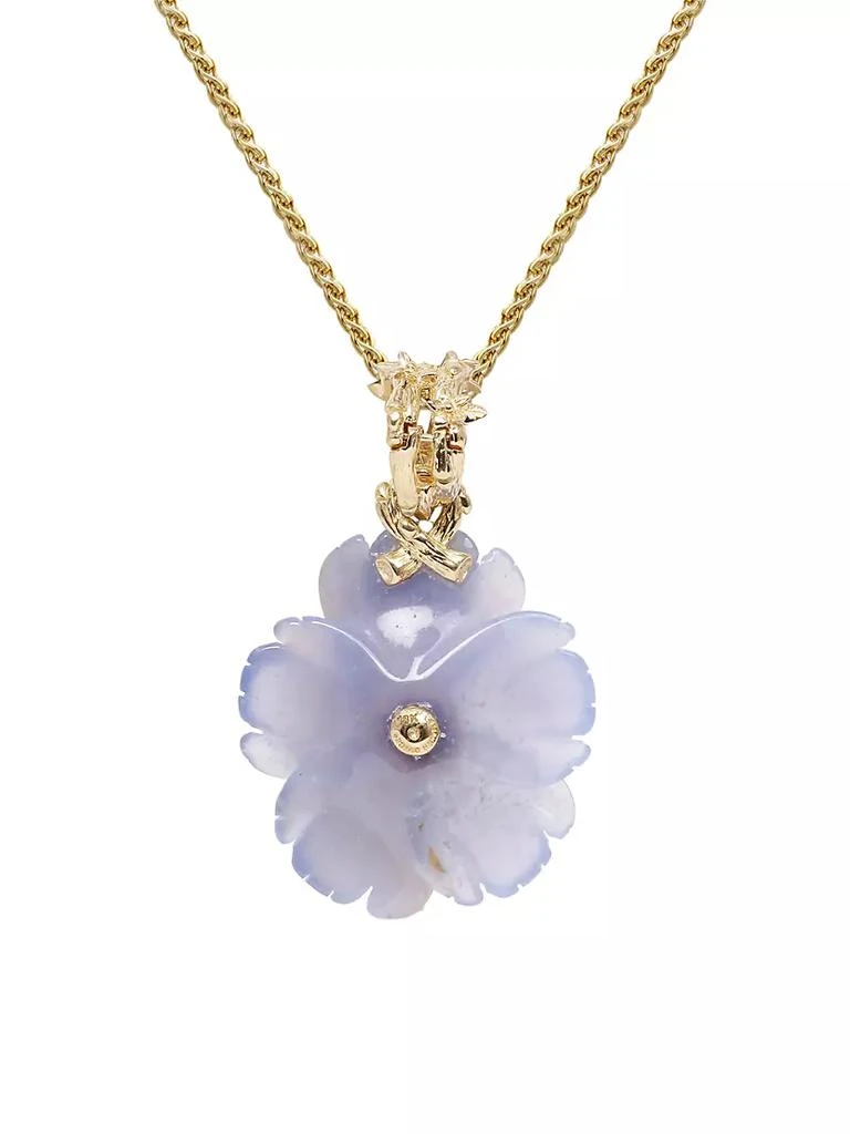 商品Stephen Dweck|Luxury 18K Yellow Gold, Chalcedony, &amp; 0.44 TCW Diamond Flower Pendant Necklace,价格¥33528,第3张图片详细描述
