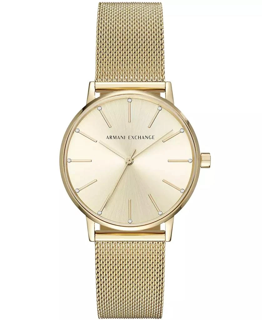 商品Armani Exchange|Women's Three-Hand Gold-Tone Stainless Steel Mesh Watch 36mm,价格¥1312,第1张图片