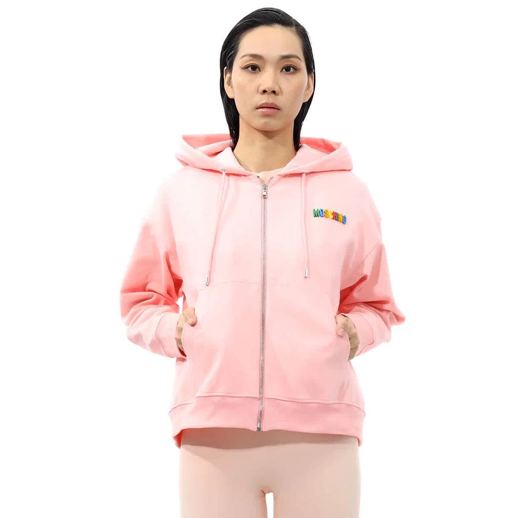 商品Moschino|Pink Cotton Logo Zip Hoodie,价格¥1912-¥2065,第1张图片