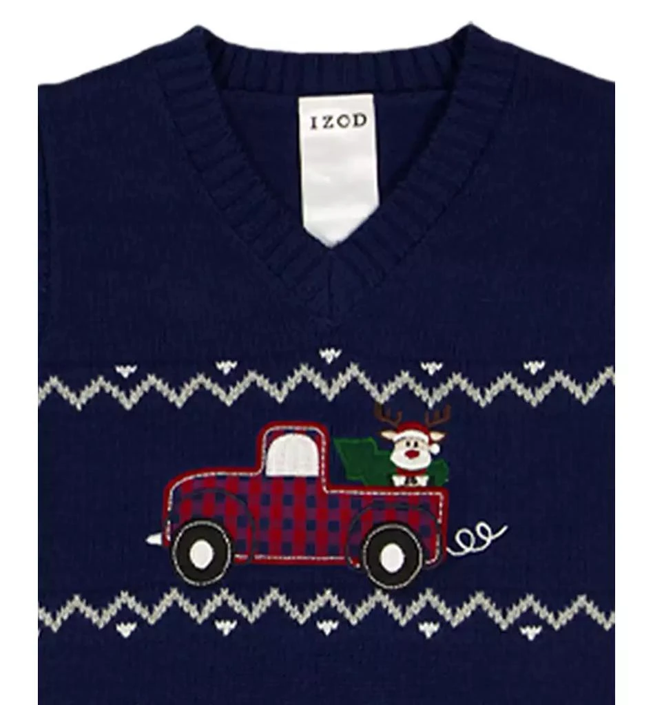 商品IZOD|Baby Boys 3-Piece Fairisle Truck Sweater Vest, Shirt and Pants Set,价格¥475,第3张图片详细描述