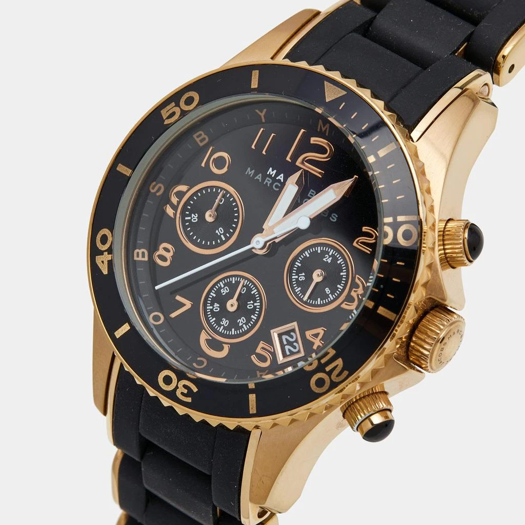 商品[二手商品] Marc Jacobs|Marc by Marc Jacobs Black Gold Plated Stainless Steel Silicone Pelly MBM2553 Women's Wristwatch 40 mm  ,价格¥848,第2张图片详细描述