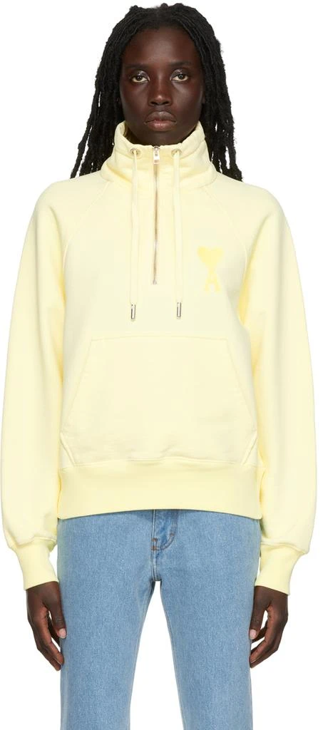 商品AMI|Yellow Ami de Cœur Half-Zip Sweatshirt,价格¥3524,第1张图片