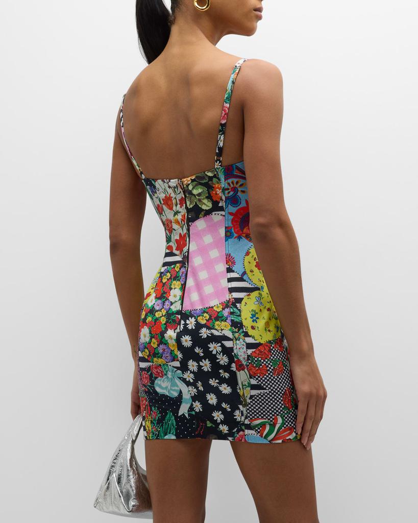 moschino jeans archive print cotton mini bodycon dress Moschino Jeans