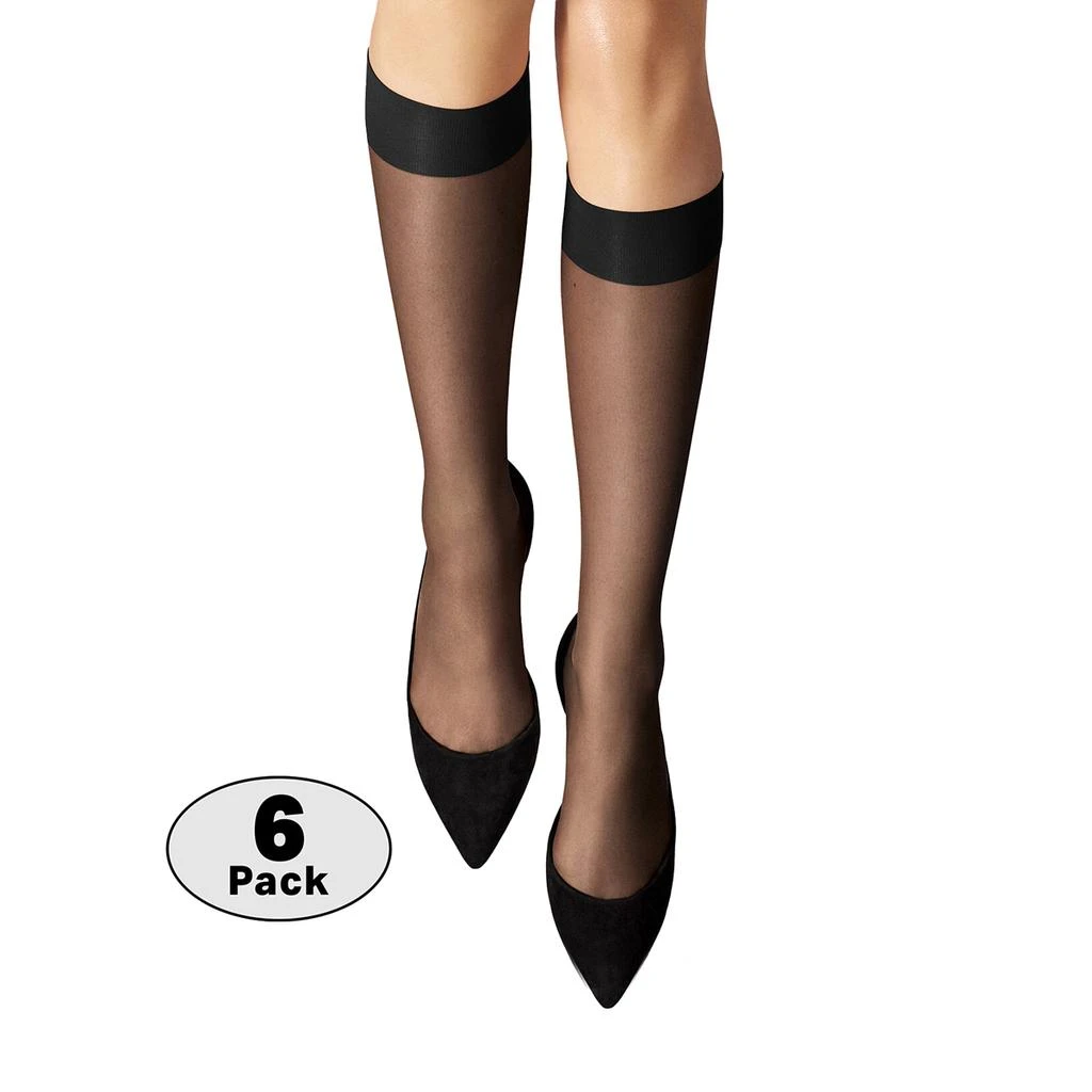商品Wolford|Nude 8 Sheer Knee-high Stockings In Black Set of 6,价格¥221,第1张图片