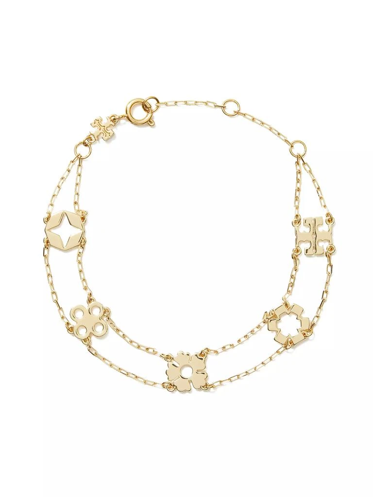 商品Tory Burch|18K-Gold-Plated Double-Chain Charm Bracelet,价格¥1176,第1张图片