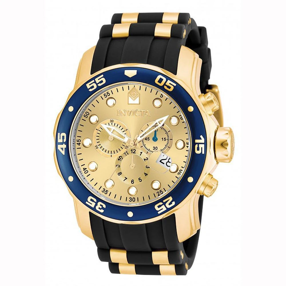 商品Invicta|Invicta Men's Chronograph Watch - Pro Diver Steel & Polyurethane Strap Champagne Dial,价格¥718,第1张图片