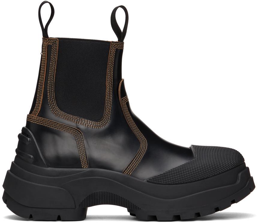 商品MAISON MARGIELA|Black Chunky Chelsea Boots,价格¥8859,第1张图片