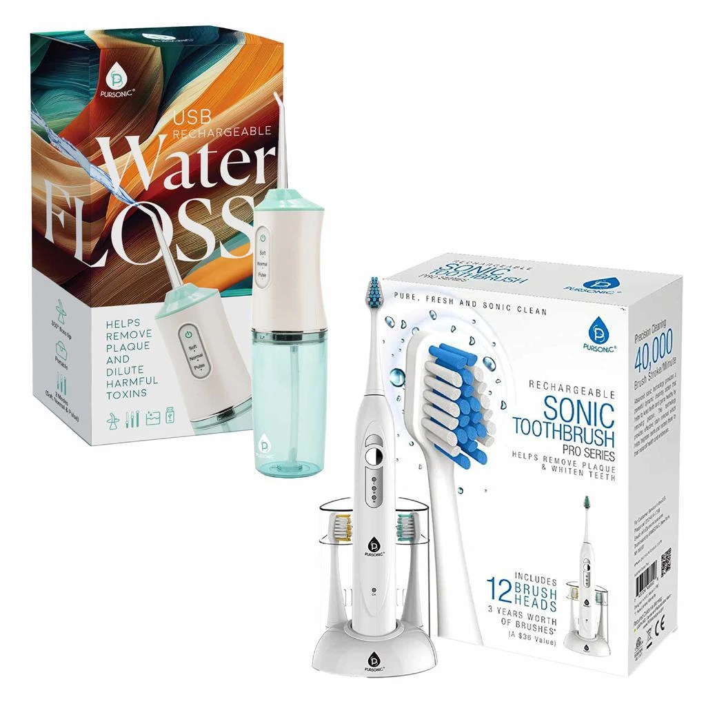 商品PURSONIC|Pursonic Rechargeable Toothbrush & Water Flosser Duo with Multi-Year Supply,价格¥485,第1张图片