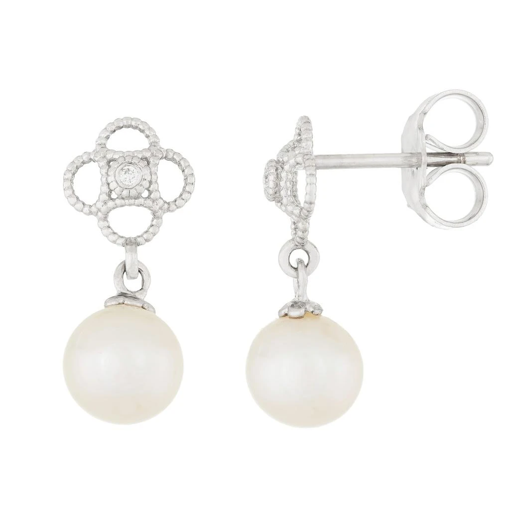 商品Splendid Pearls|14k White Gold Diamond Pearl Earrings,价格¥878,第1张图片