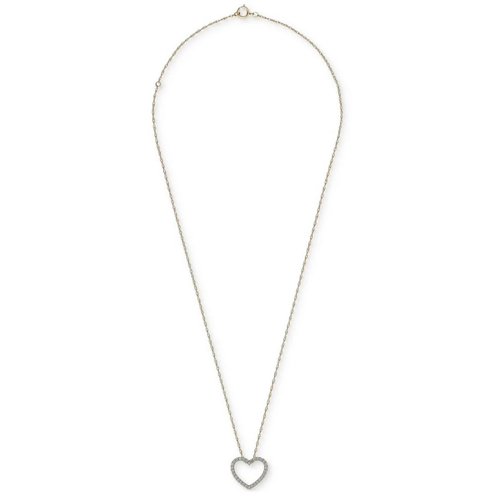 商品Macy's|Diamond Open Heart Pendant Necklace (1 ct. t.w.) in 14k Gold, 16" + 2" extender,价格¥16317,第3张图片详细描述