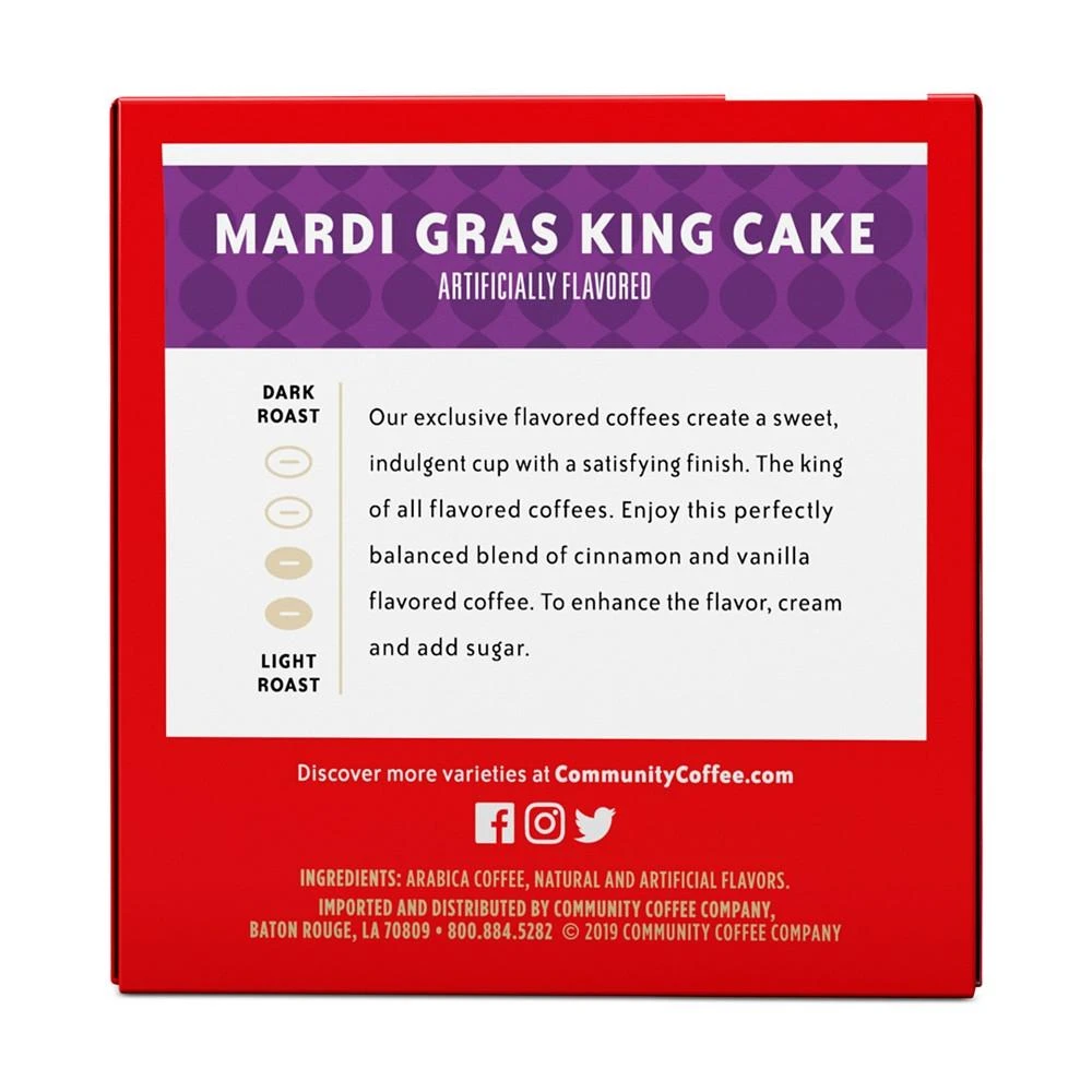 商品Community Coffee|Mardi Gras King Cake Medium Roast Single Serve Pods, Keurig K-Cup Brewers, 72 Ct,价格¥560,第5张图片详细描述