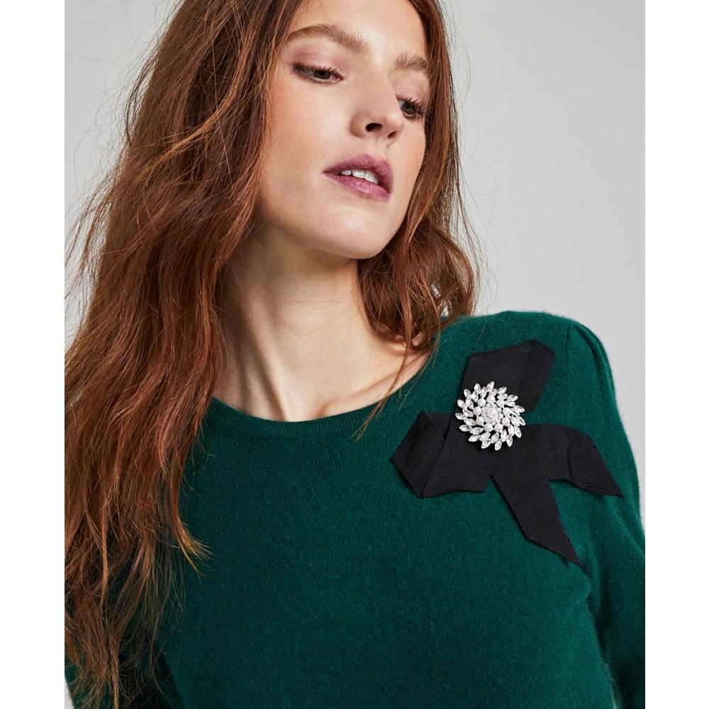 Women's 100% Cashmere Embellished Bow Sweater, Created for Macy's商品第3张图片规格展示