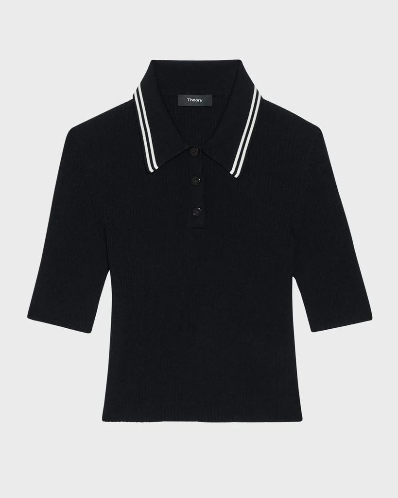 商品Theory|Regal Wool Ribbed Polo Shirt with Tipping,价格¥1367,第2张图片详细描述