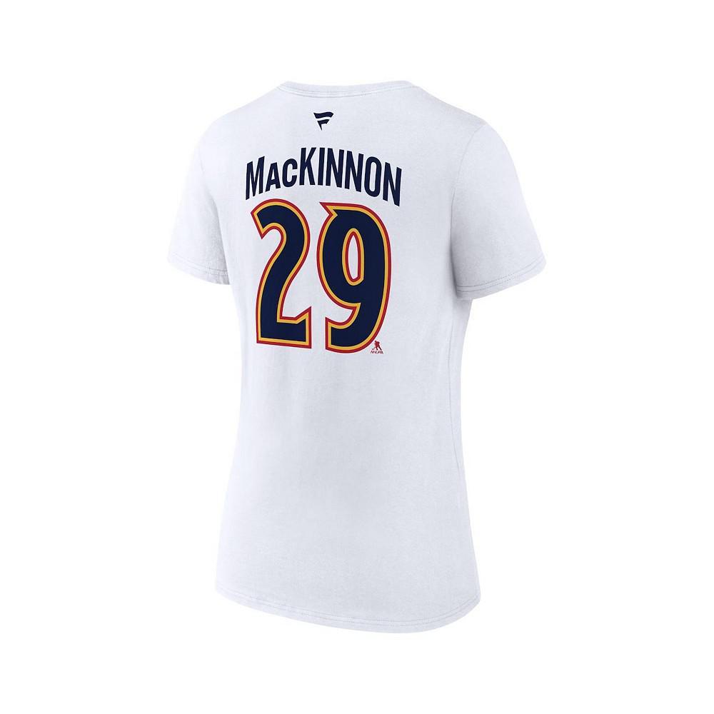 商品Fanatics|Women's Branded Nathan MacKinnon White Colorado Avalanche Special Edition 2.0 Name and Number V-Neck T-shirt,价格¥252,第5张图片详细描述