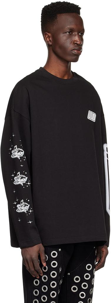 Black Cotton Long Sleeve T-Shirt商品第2张图片规格展示