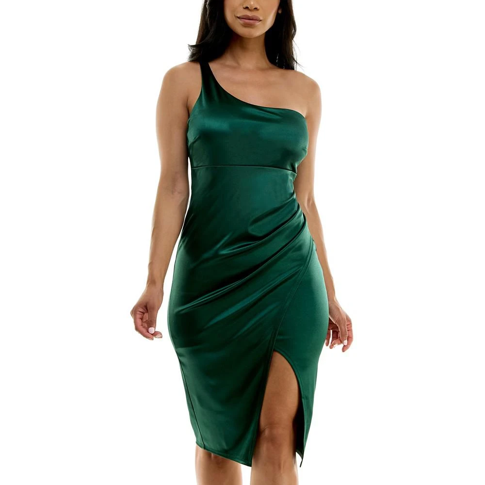 商品Emerald Sundae|Juniors' Satin One-Shoulder Bodycon Dress,价格¥206,第1张图片