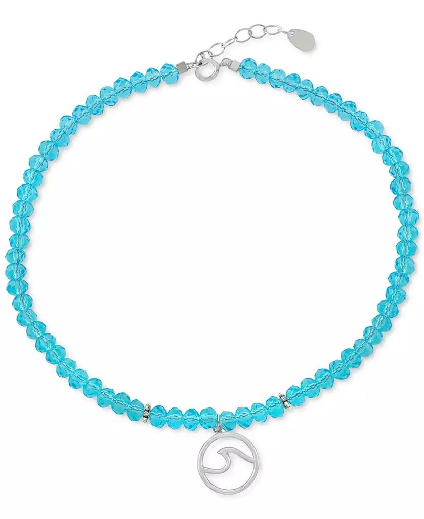 商品Giani Bernini|Blue Crystal Bead Wave Charm Ankle Bracelet in Sterling Silver, Created for Macy's,价格¥144,第1张图片