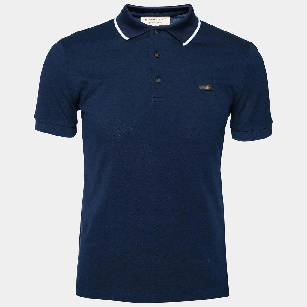 商品[二手商品] Burberry|Burberry Navy Blue Short Sleeve Polo T-Shirt M,价格¥955,第1张图片