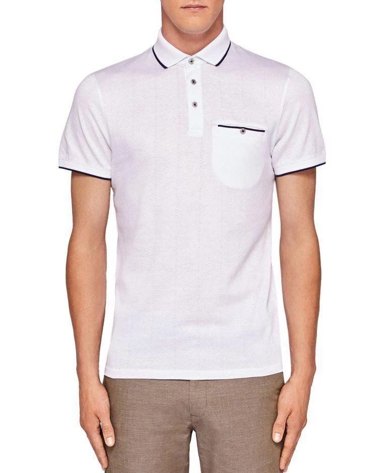 商品Ted Baker London|Ted Baker Square Herringbone Jacquard Regular Fit Polo ,价格¥432,第1张图片