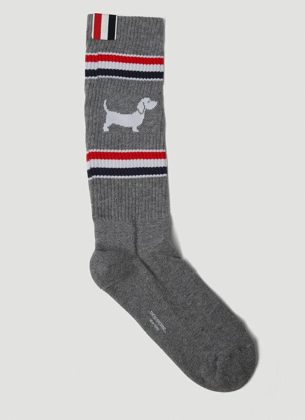 商品Thom Browne|Hector Mid Calf Socks in Grey,价格¥596,第1张图片