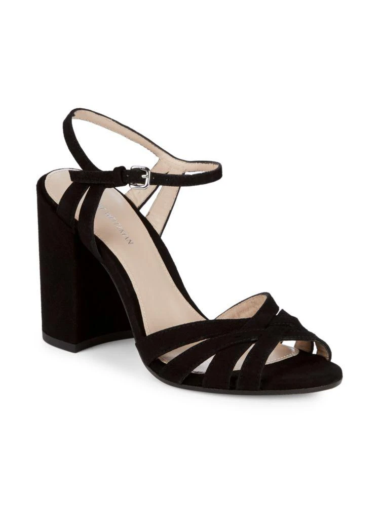 商品Stuart Weitzman|Memoir Suede Block Heel Sandals,价格¥944,第1张图片