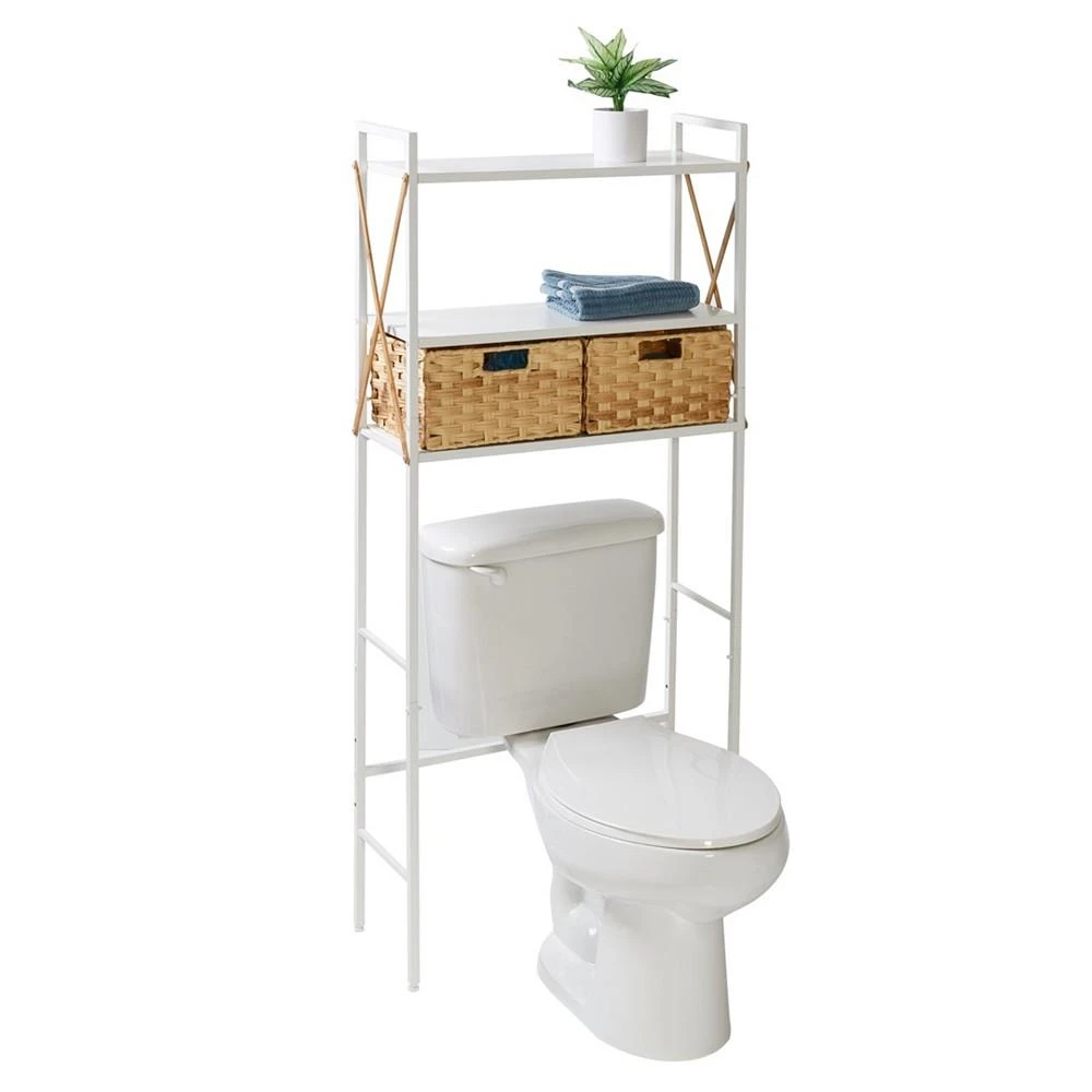 Decorative Over The Toilet Space Saver with Woven Baskets 商品