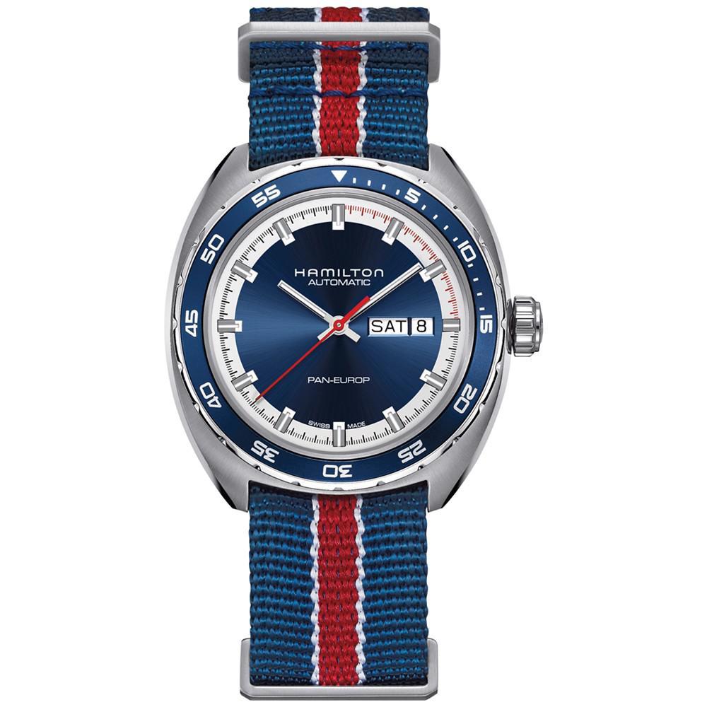 商品Hamilton|Men's Swiss Automatic Pan Europ Interchangeable Fabric and Leather Strap Watch Set 42mm H35405741,价格¥8813,第1张图片