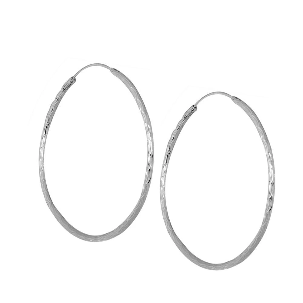 商品Essentials|And Now This Medium Textured Endless Hoop Earrings, 2" in Silver or Gold Plate,价格¥304,第1张图片