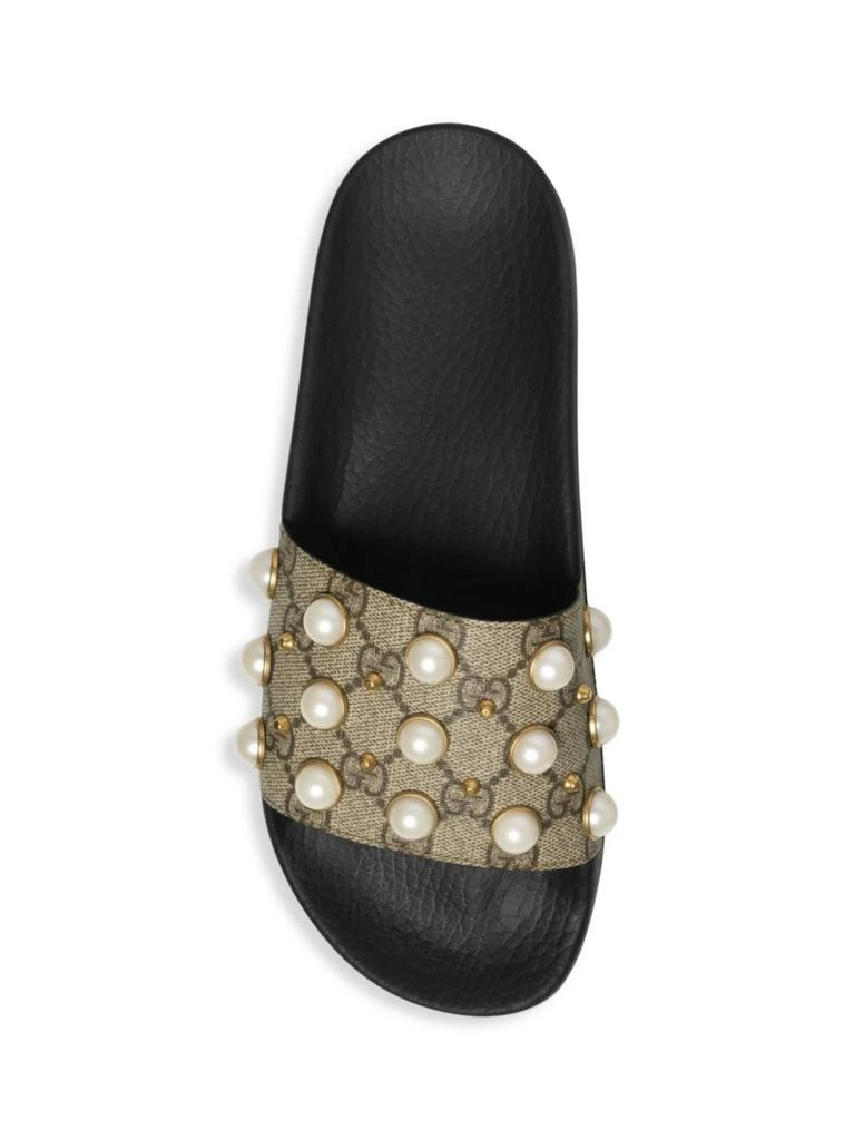 商品Gucci|GG Supreme Slides With Pearls,价格¥4743,第4张图片详细描述
