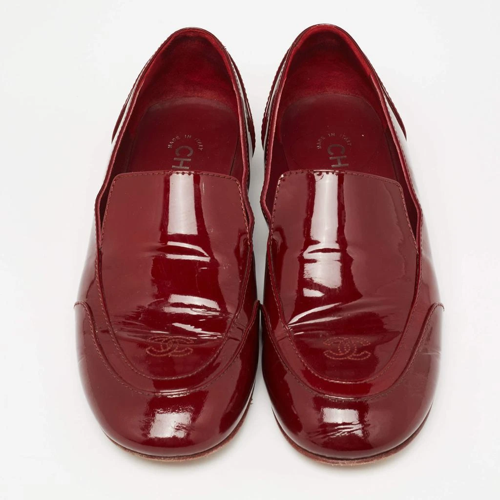 商品[二手商品] Chanel|Chanel Burgundy Patent Leather CC Loafers Size 39.5,价格¥1581,第3张图片详细描述