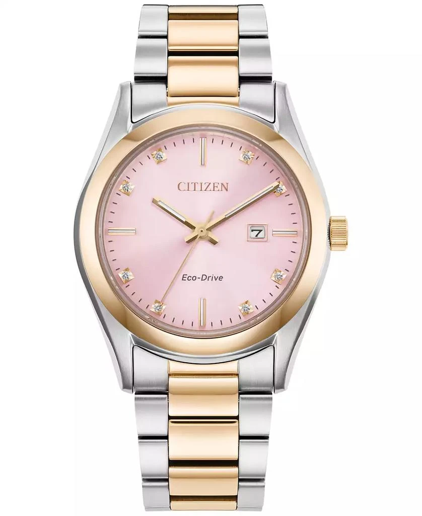 商品Citizen|Eco-Drive Women's Sport Luxury Diamond Accent Two Tone Stainless Steel Bracelet Watch 33mm,价格¥2844,第1张图片