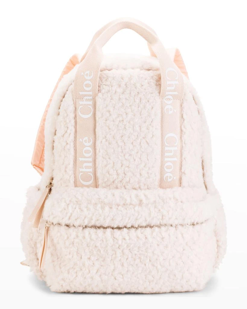 商品Chloé|Kid's Faux Shearling Logo-Strap Backpack,价格¥1895,第1张图片