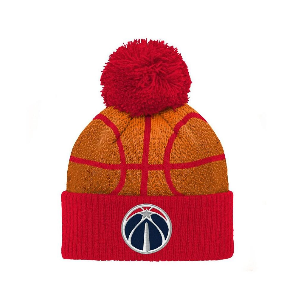 商品Outerstuff|Big Boys Red and Orange Washington Wizards Basketball Head Cuffed Pom Knit Hat,价格¥85,第1张图片