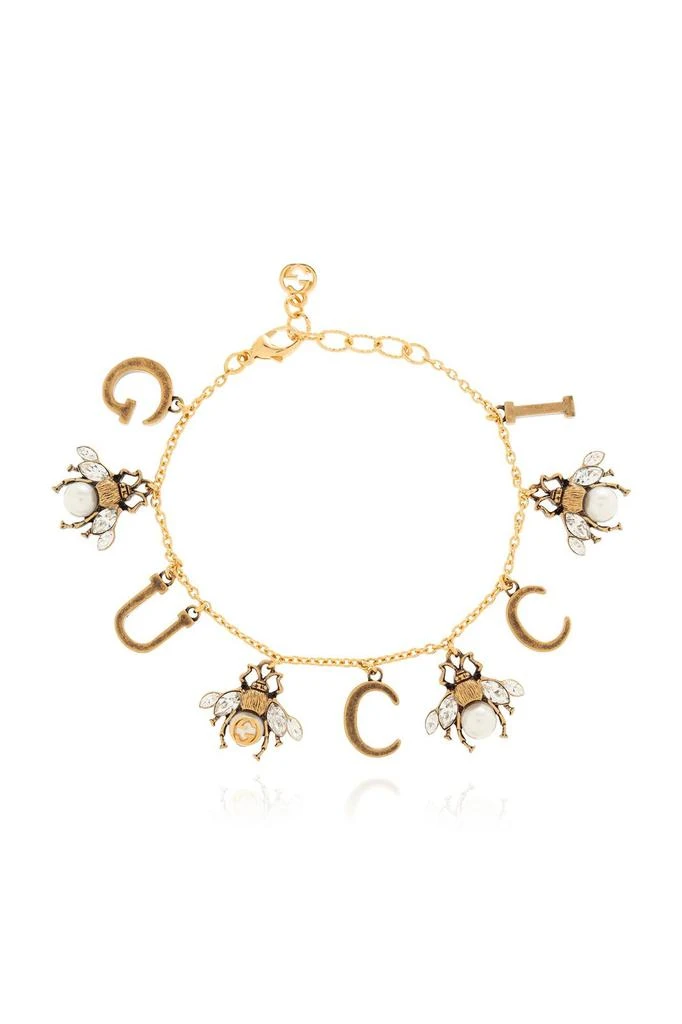 商品Gucci|Gucci Logo Charms Bee Embellished Bracelet,价格¥4101,第1张图片