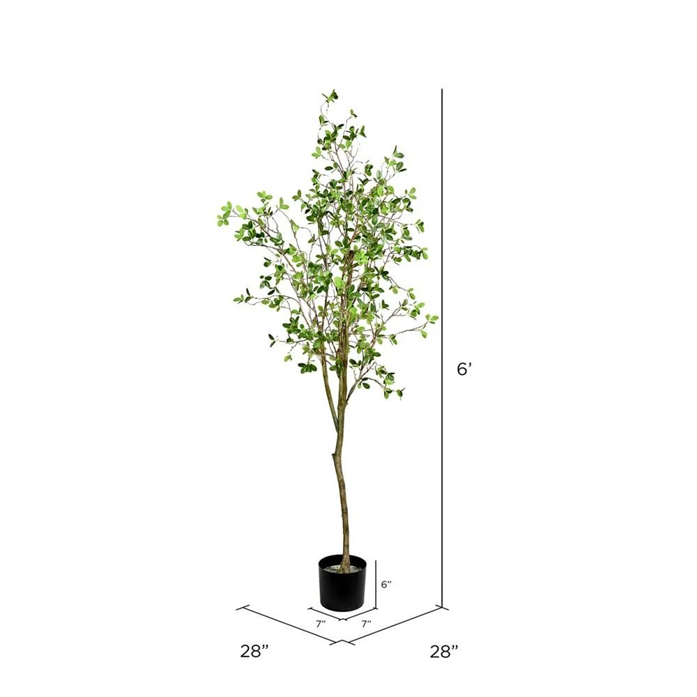 商品Vickerman|72" Artificial Potted Milan Leaf Tree in Planters Pot,价格¥2753,第2张图片详细描述
