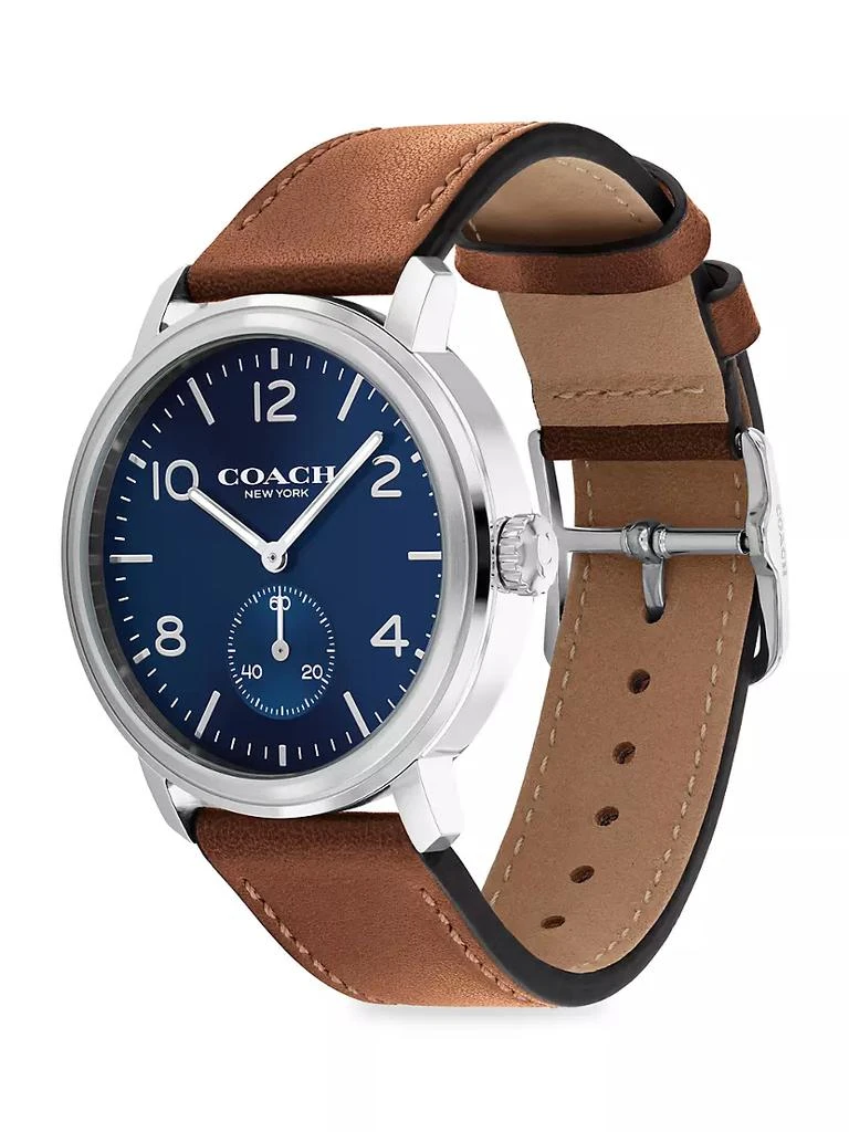 商品Coach|Harrison Stainless Steel Leather Strap Watch,价格¥1881,第3张图片详细描述