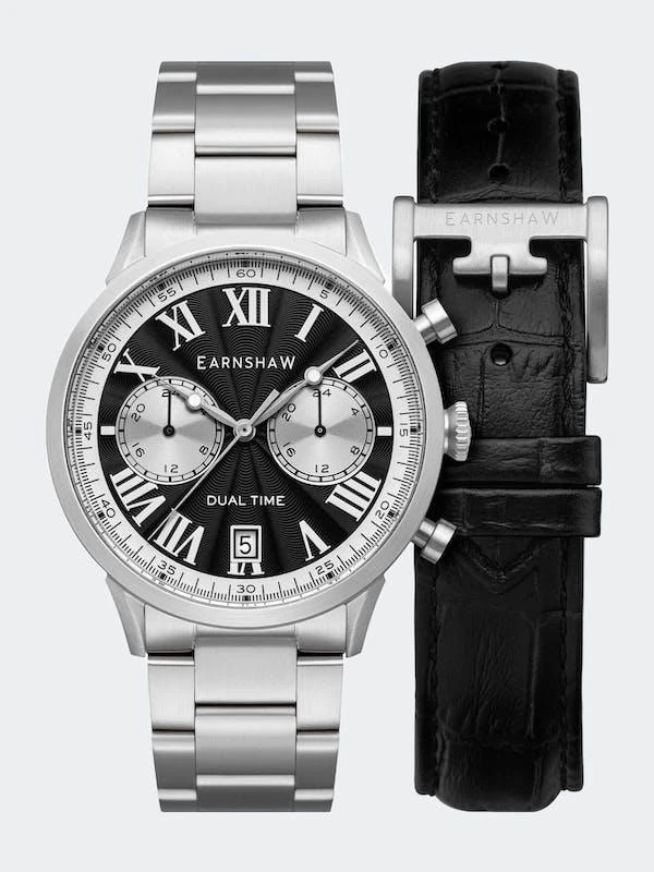 商品Thomas Earnshaw|Carlyle Dual Time Multi-Function Watch Contrast Black,价格¥1815,第1张图片