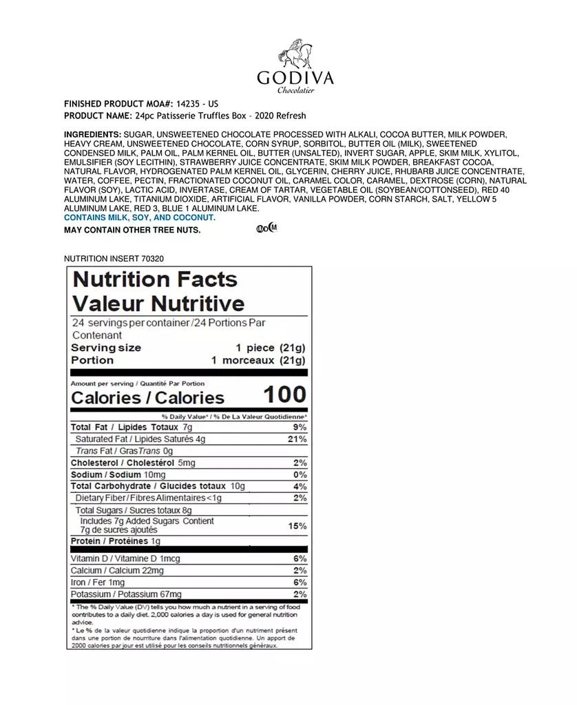 商品Godiva|法式松露巧克力 24粒,价格¥395,第5张图片详细描述