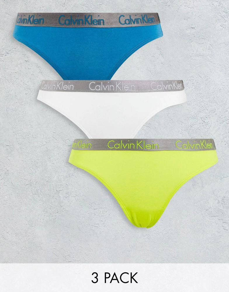 商品Calvin Klein|Calvin Klein Radiant Cotton bikini style brief 3 pack in teal, white and citrus yellow,价格¥252,第1张图片