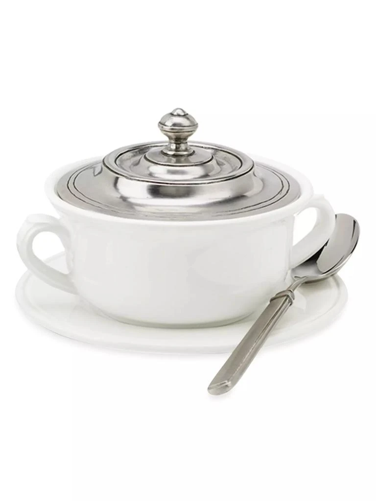 商品Match|Convivio Ceramic &amp; Pewter Covered Soup Bowl &amp; Plate,价格¥1774,第1张图片