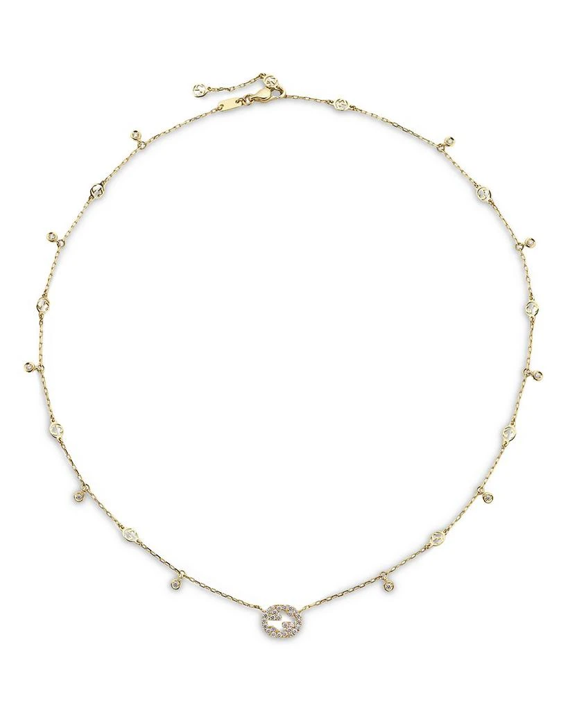 商品Gucci|18K Yellow Gold Interlocking G Diamond Dangle Pendant Necklace, 15-16.5",价格¥24850,第1张图片