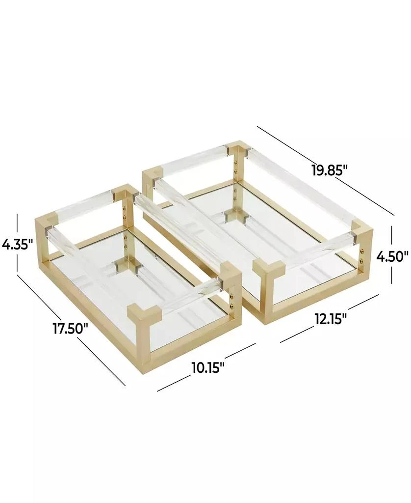 商品CosmoLiving|by Cosmopolitan Metal Mirrored Tray with Acrylic Handles, Set of 2, 20", 18" W,价格¥1514,第2张图片详细描述