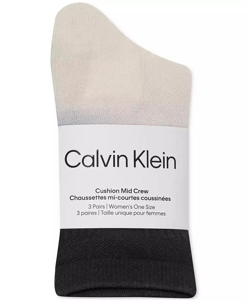 商品Calvin Klein|Women's Ombre Dyed Cushion Mid Crew Socks, Pack of 3,价格¥75,第2张图片详细描述